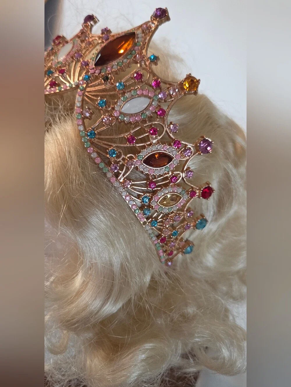 Rose Gold Jeweled Tiara Headpiece - Blonde Hair Accessory
